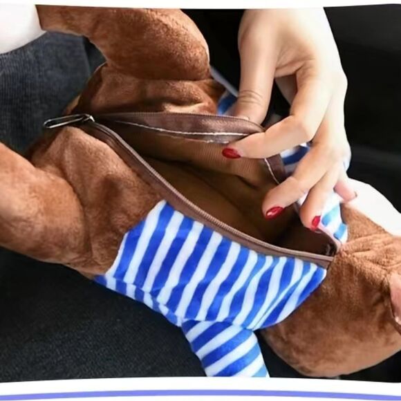 Pipi Monkey Tissue Box Blue and White Stripe hanging Monkey tissue box - Picture 2 of 5